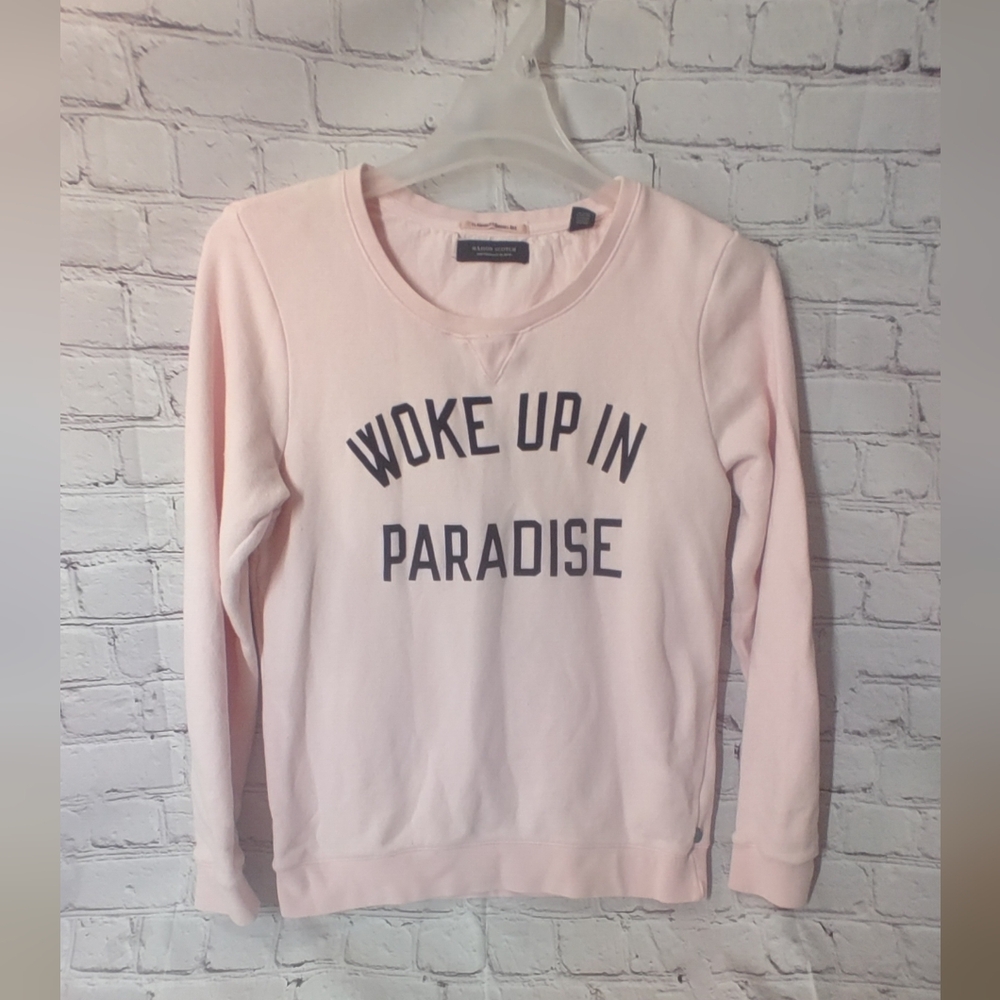 Maison Scotch Crew Sweatshirt 3 Pink " Woke Up in Paradise"